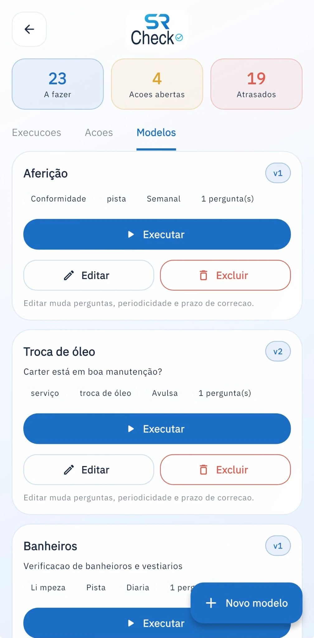 Cada rotina, um modelo